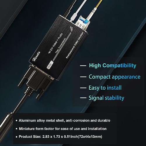 Image of Mini 4K@60Hz HD DVI Fiber Video Extender DVI to Fiber Converter Optical Transceiver Up to 20km Data Rate up to 10.2Gbps Over Single-Mode with 3.5mm External Stereo Audio