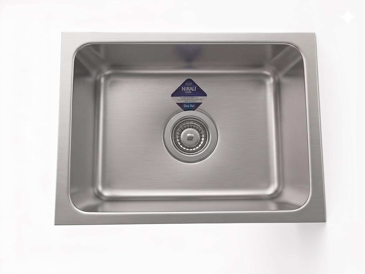 NIRALI Kitchen Sink 304 Heavy Duty Stainless Steel | Single bowl Sink Round Coupling | Rust & Stain Resistant | MattFinish | Minimizes Sound Orbis Kitchen SInk (SS-304) (Matt, 21"x 18" x 8")-image-3