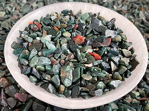 Image of 2 oz Lot Natural Bloodstone Semi Tumbled Gemstone Chips, Crushed Mini Crystals, Undrilled Crystal Chips (Bloodstone)