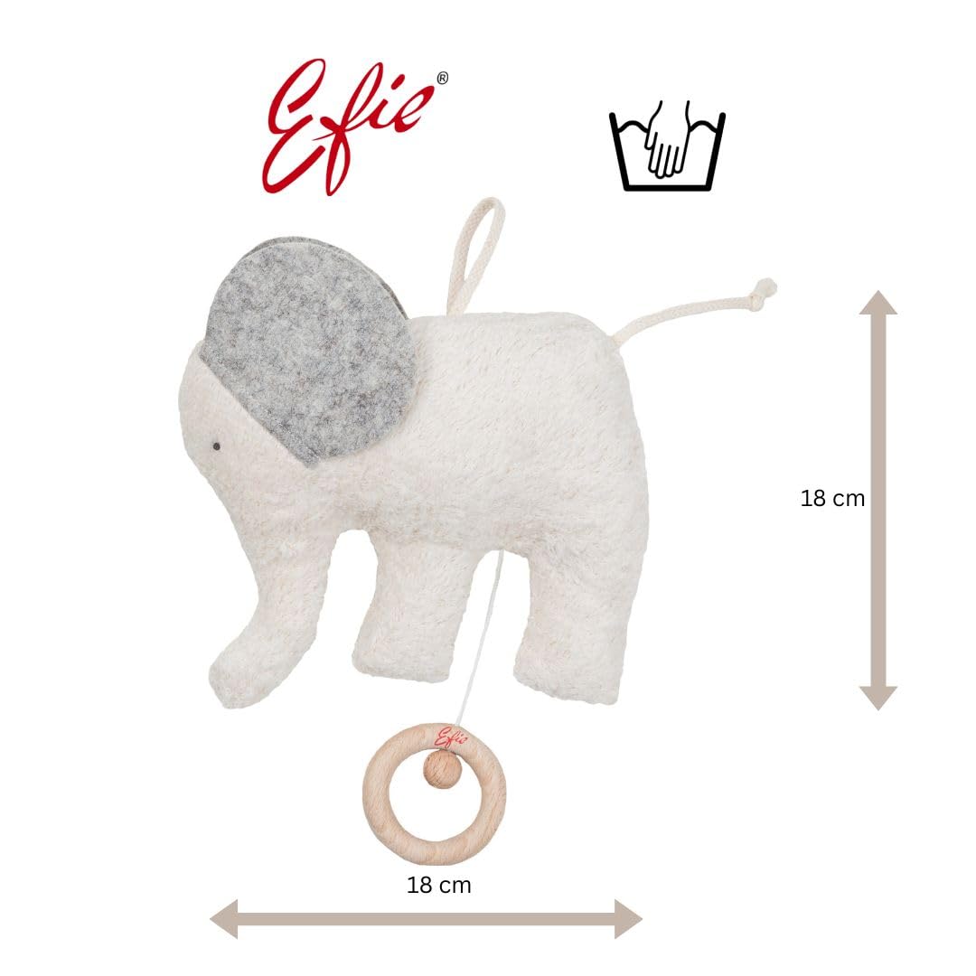 Efie — Bio Doudou Musical – Elefant | en Coton 100% Bio | GOTS certifiée | 100% fabriqué en Allemagne, Mélodie „LaLeLu