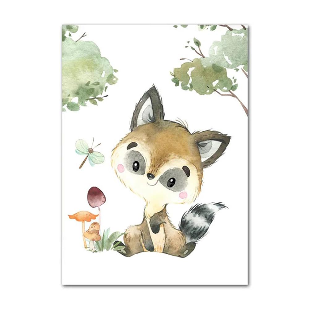 6 Affiches Animaux Jungle Safari pour Chambre Enfant - Décoration Murale Bébé 21x30cm - Poster Forêt Savane - Cadeau pour Garçon Fille