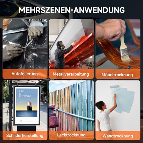 DATOUBOSS 2000W Infrarot Lacktrockner Trockner, Kurzwellen-Infrarot-Lackhärtungslampe 220V, Tragbarer Infrarot Trockner für Auto Karosserie Reparatur, Lackierarbeiten, (350×400MM)