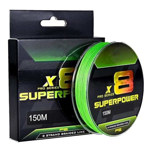 Duroecsain Hilo trenzado, hilo de pesca trenzado superfuerte con diámetro fino, 164 yardas, resistente a la abrasión, 8 hilos para estanque, lago, río