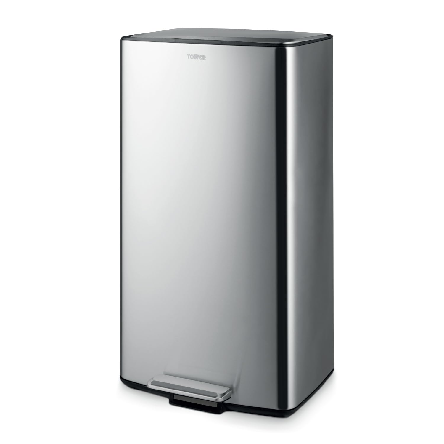 Tower Stainless Steel ​​40L Rectangular Pedal Bin With Removable Inner Bucket And Filter Compartment, Strong & Durable,