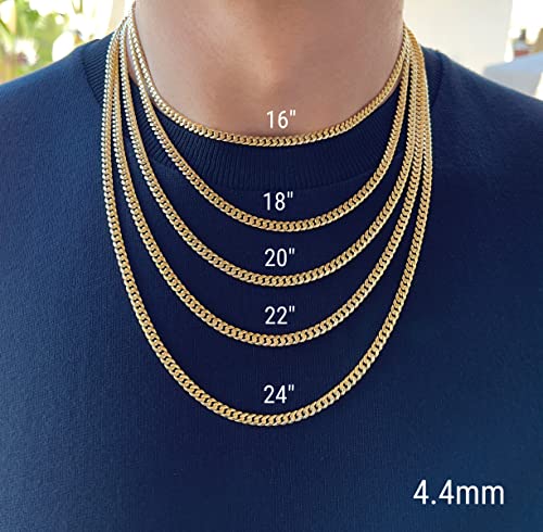 JEWELHEART 14K Gold Miami Cuban Link Chain Men - 1.85mm 2.15mm 2.85mm 3.85mm 4.4mm 5.35mm Diamond Cut Thick Cuban Curb Chain - Yellow Real Gold Necklaces For Women with Lobster Clasp 16" 18" 20" 22" 24"4