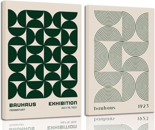 Affiche Bauhaus retro poster géométrique abstrait décoration murale salon mid century modern 2pcs