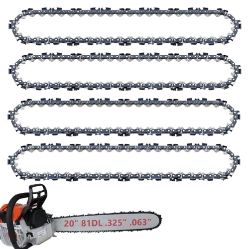 4Pcs 20 inch Chainsaw Chain .325" Pitch, 063" Gauge, 81