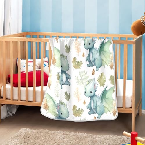 Image of Cute Dragon Baby Blanket Cotton Cozy Throw Blanket Warm Nursery Swaddle Receiving Toddler Blankets 30 inch x 40