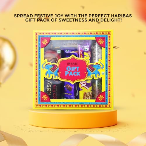 Image of HARIBAS Premium Chocolate Gift Pack, Assorted Chocolates and Cookies Hamper Diwali Gift Pack - 7‑in‑1