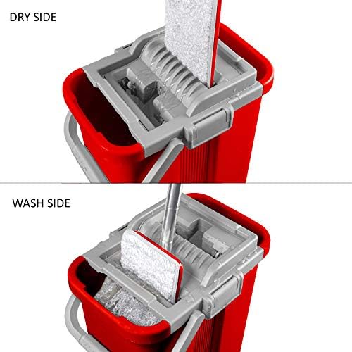 Green Blue Flat Mop and 2 in 1 Bucket 8L Mop Set Mop Floor Mop Mop Cleaning System Cleaner
