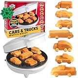 Car Mini Waffle Maker - Make 7 Fun, Different Race Cars, Trucks, and Automobile Vehicle Shaped Pancakes - Electric Non-Stick Pan Cake Kid's Waffler Iron
