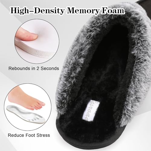 Besroad Mens Slippers Memory Foam House Slippers Warm Fuzzy Bedroom Slide House Shoes Indoor Outdoor Scuff4