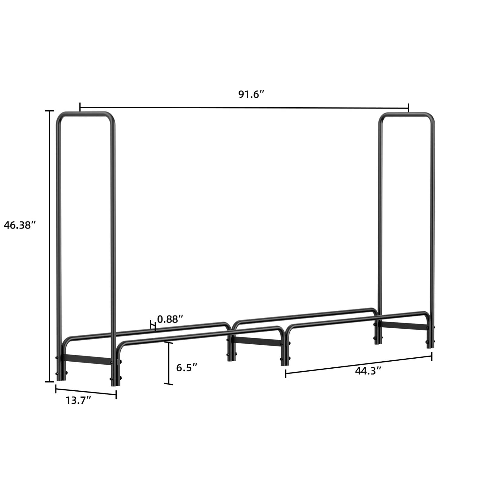 Rack per Legna da Ardere Portalegna for esterni for camino, robusto portalegna in metallo for patio e terrazza(Black 8ft)