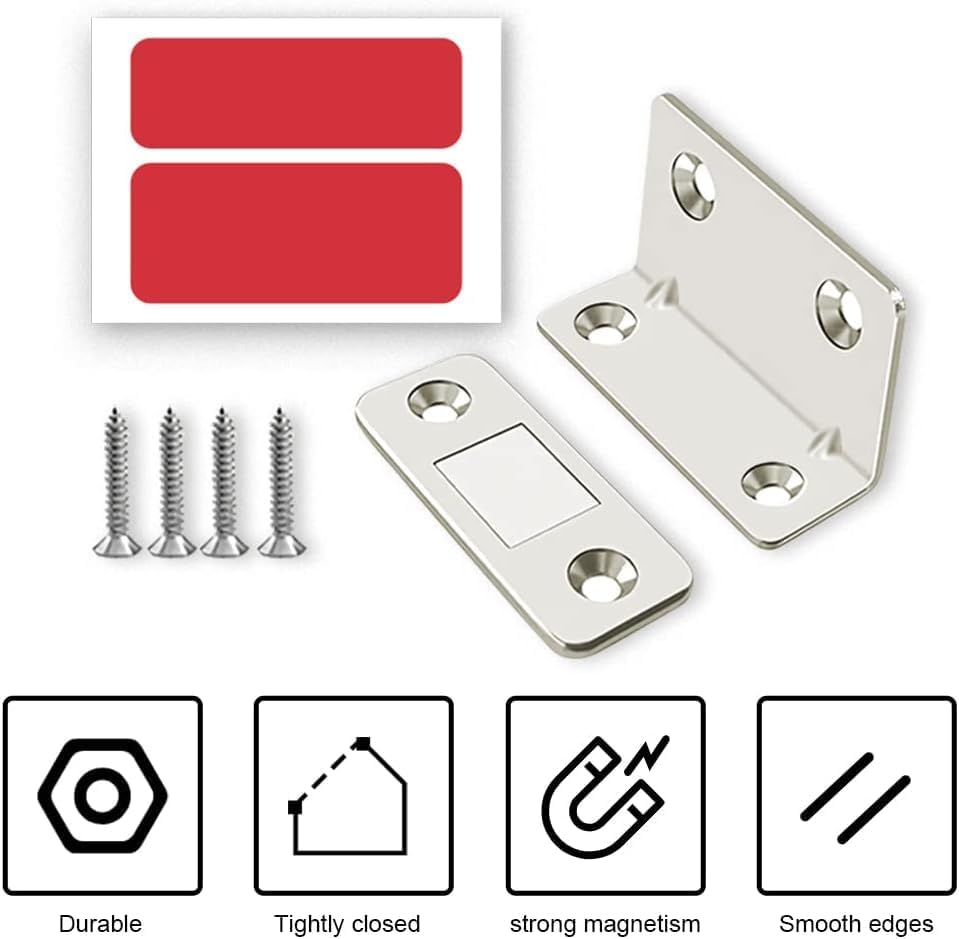 Nurven (2 Pcs) L - Shaped Magnetic Latch for Cabinet Doors - Ultra-Strong Cabinet Catch with Mounting Screws, Rust-Resistant Steel Housing β Secure Close Mechanism for Kitchen, Cabinets & Cupboars. 1