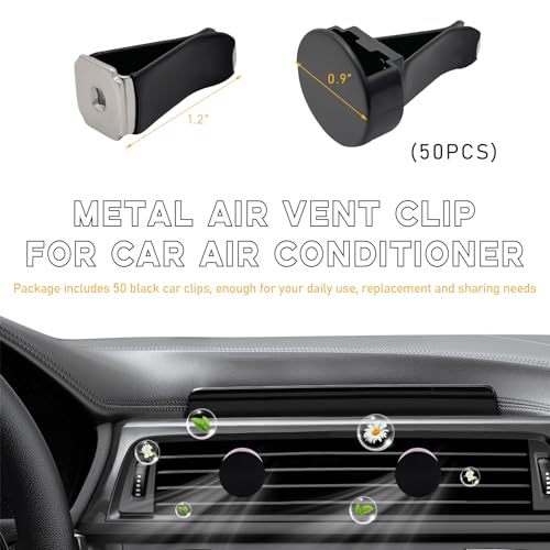 Image of Ohleats 50 PCS Car Metal Air Vent Clips, Auto Perfume Air Outlet Clips Replacement, Air Freshener Clips with Plastic Slot Suitable for Most Vehicle, Universal Car Accessories