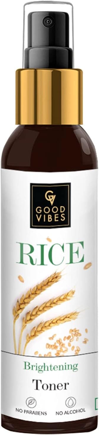 Good Vibes Rice Brightening Toner 120 ml, Hydrating Light Weight Moisturizing Glowing Face Spray Toner for All Skin Types, Natural, No Alcohol, Parabens & Sulphates, No Animal Testing