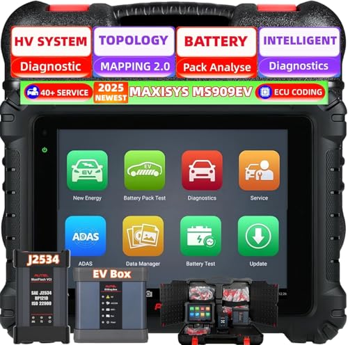 Autel Scanner MaxiSys MS909EV 2025 Same as Ultra EV with EVDiag Kit High-Voltage System & Battery Analysis Upgrade of MS Ultra/MS919/ MS909 ECU Programming&Coding Scan Tool Topology 2.0 40+Service -  MS919-JM033