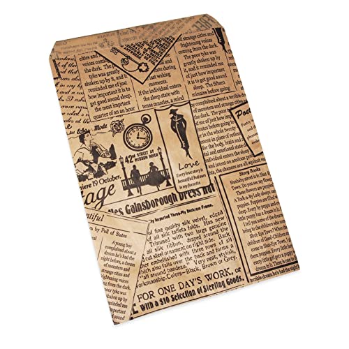 50 Bags of our 5" x 7" NewsPrint Pattern flat paper bags for stores, dispensaries, treats, gifts, promotions, and more.
