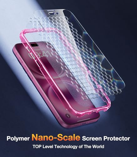 Image of Diaclara Designed for iPhone 16 Case, Full Body Rugged Case with Built-in Touch Sensitive Anti-Scratch Screen Protector, Upgraded [Full Camera Protection] for iPhone 16 6.1 inch (Clear Pink)