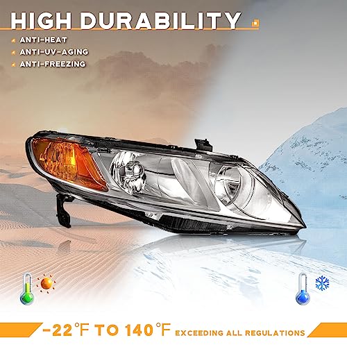 Weelmoto HDCV-06 For 2006-2011 Honda Civic 4-Door Headlights Replacement thumb #5
