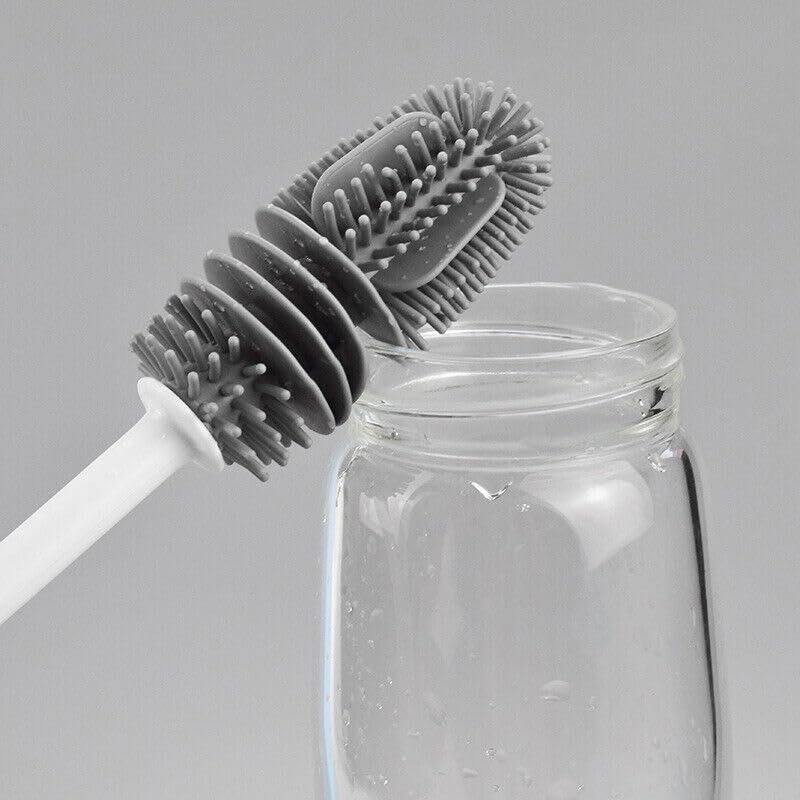 SARTHU Silicone Bottle Cleaning Brush with Long Handle,Water Bottle Cleaner for Baby Bottles,Hydro Flask,Sports Bottle,Vase,Glassware (Random Multicolor Combo Pack of 2) 3