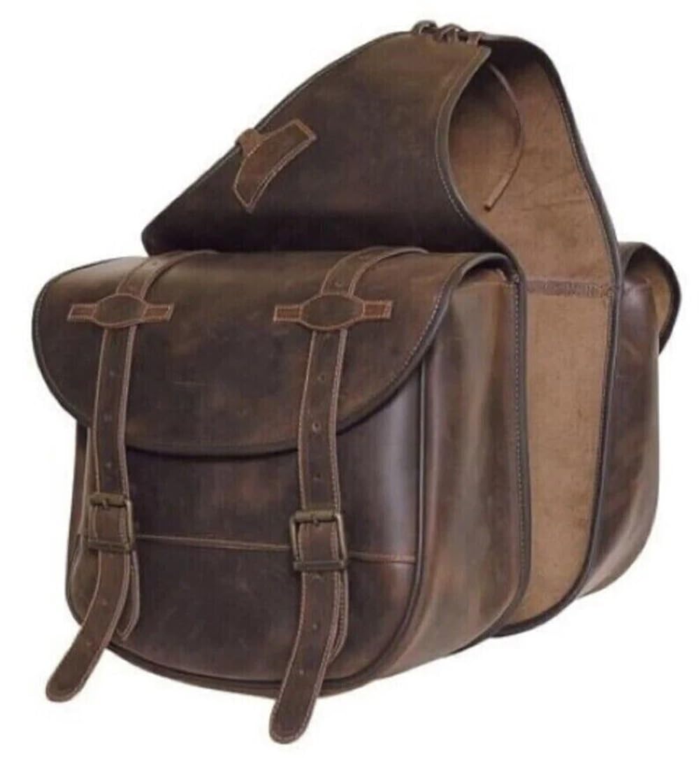 Borsa da sella western in pelle per cavalli | Equitazione e corse di barili |Borsa da sella con tracolla regolabile DIMENSIONI: 10" L x 10" W x 3½" AM-001