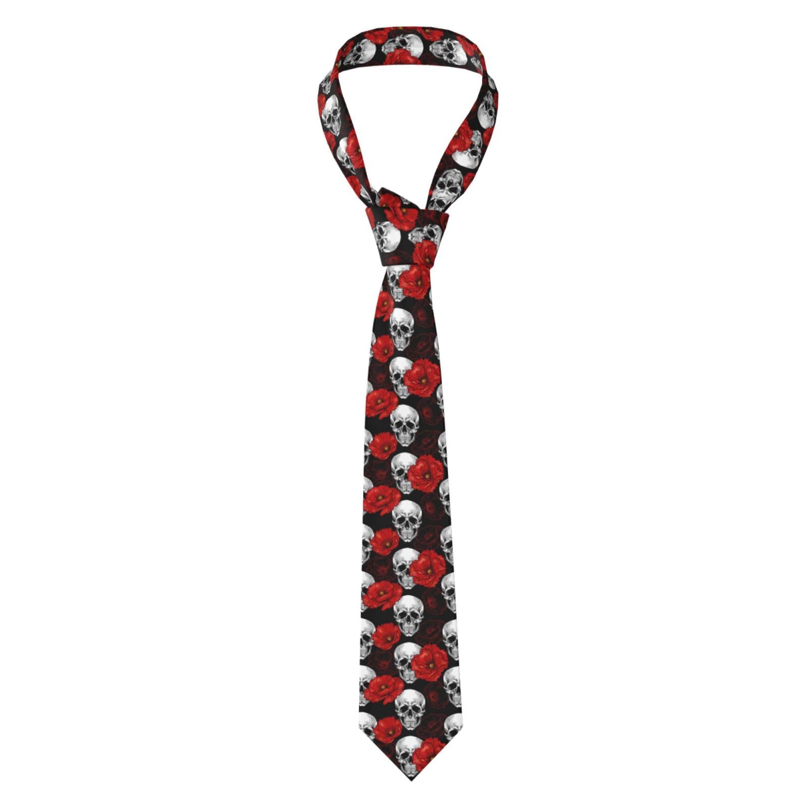WKSGDSG Men'S Slim Skinny Tie, Halloween Skull Fashion Necktie For Suits, Wrinkle-Free Polyester Necktie For Business Wedding Office Party Accessories, Father'S Day/Christmas Gifts For Him