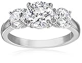Amazon Collection Platinum-Plated Sterling Silver Round 3-Stone Ring made with Infinite Elements...