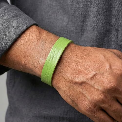 Image of THE MEN THING BLAZEFIT STRAP - 18mm Genuine Leather Bracelet with Stainless Steel Stud Button Closure for Men & Boys (6.6 /7.1 /7.6 inch)