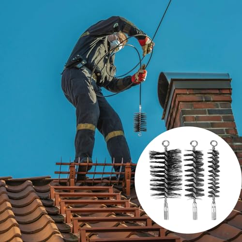 3 Stücke Ofenrohrbürste, Rohrbürste Kaminbesen Kaminbürste, Dauerhaft Heizkesselbürste Schornsteinbürste aus Robustem für Reinigen Schornsteinen, Kessel, Ofenbürste, Pipeline (Durchmesser 30/50/80 mm)