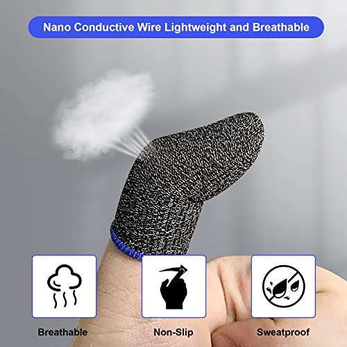 50 Pcs Silver Fiber Gaming Finger Sleeves,Mobile Phone Game Controller Finger Thumb Sleeves Finger Seamless Touchscreen Anti-Sweat Breathable Finger Covers,For League Of Legend, Pubg,Rules Of Survival #TOP4