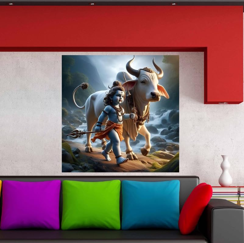 Image of British Terminal Cute little Bal Gopal Baby God Krishna| Kanha Ji | Laddu Lord Makhan Chor Painting Religious Poster for Pregnant Women for wall (matt thin vinyl,sticker,multicolor,unframed)| bj238