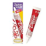 in der Farbe Rot BackDecor  Zuckerschrift für deine Süßspeisen  in roter Farbe  aus Zucker für Kuchen und Torten