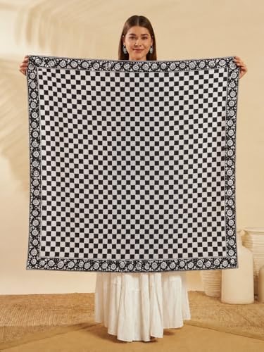 Image of Ravaiyaa - Attitude is everything Sanganer Hand Block Printed Scarves Pure Cotton Scarf Square Hijab Dupatta 40 inch X 40 inch Inch