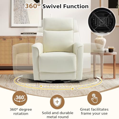 Image of HAOMARKETS Swivel Rocker Recliner Chair Set of 2, Manual Faux Leather Glider Rocking Recliners for Adults, 360 Swivel Nursery Reclining Sofa with Storage Pocket
