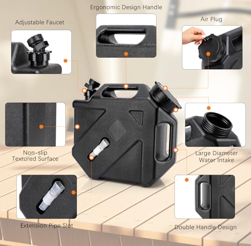 Camping Water Jug, 2.6 Gallon (10L) Camping Water Container, Portable Emergency Campings Water Tank, BPA Free Water Storage With Spigot No Leakage For Camping, Outdoor Hiking, BBQ, Picnic - Image 3