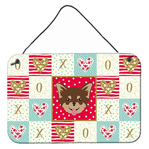 Caroline's Treasures CK5190DS812 Chihuahua Love Wall or Door Hanging Prints, Red Aluminum Metal Sign Kitchen Wall Bar Bathroom Plaque Home Decor, 8x12, Multicolor
