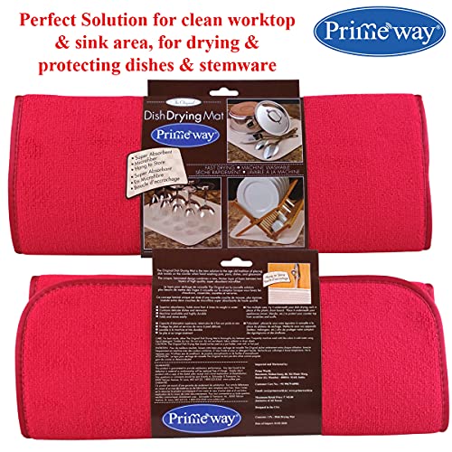 Image of Primeway Honeycomb Polyester 50x38cm Dish Drying Kitchen Platform Sink Mat | 280 GSM | Pink