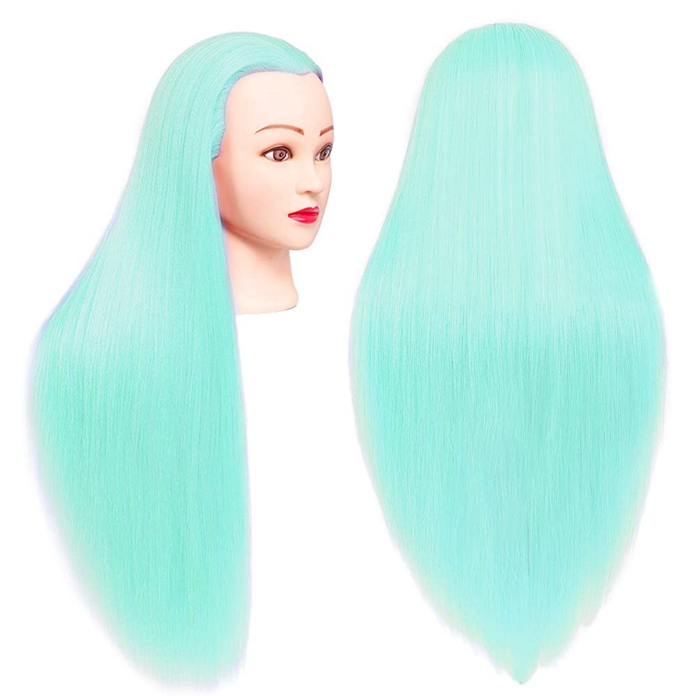 Rapidsflow® Salon Practice Dummy Cosmetology Training Head/Hair Dummy For Hair Styling Practice With (Clamp Stand) (Skyblue)