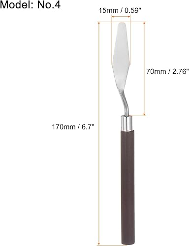 Miniatura 2 de 2 cuchillos de paleta n. 4 de 0.591 in de ancho, espátula puntiaguda grande de acero inoxidable, cuchillo de paleta de pintura con mango de madera