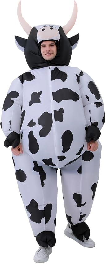 JASHKE Cow Costume Adult Inflatable Cow Costume Blow up Costumes Inflatable Halloween Costumes for Adult