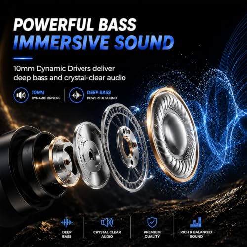 Image of Kratos Black Bluetooth Neckband with 55H Playtime, Deep Bass, Stereo Sound, HD Calls, Magnetic Earbuds, Voice Assistant, Type-C Fast Charging, Rich Audio, Hollow Switch for Comfort & Style