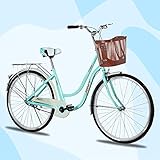 26 inch Complete Cruiser Bikes for Women, Single Speed Comfortable Womens Bike with Baskets, Classic Retro Beach Cruiser Bike, Womens Beach Cruiser Bike for Leisure Picnics & Shopping