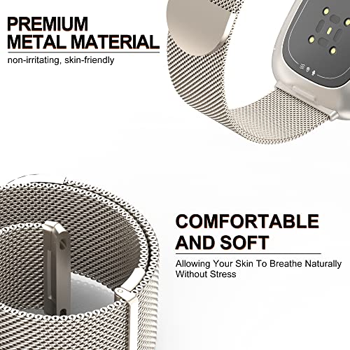 Higgs Replacement Strap Compatible with Fitbit Versa 3/Fitbit Versa 4/Fitbit Sense/Sense 2 Wristband for Men and Women Dual Magnetic Adjustable Smooth Stainless Steel Metal Bracelets for Fitbit 20 - Image 4