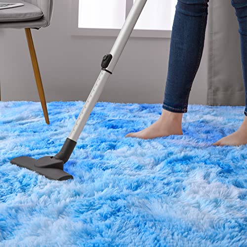 Dweike Fluffy Area Rugs For Bedroom Living Room, 3X5 Feet Indoor Carpets For Boys Girls Teenagers And Adults, Tie-Dyed Fuzzy Plush Rugs, Super Soft Kids' Rugs, Nursery Decor Rugs, Blue #TOP6