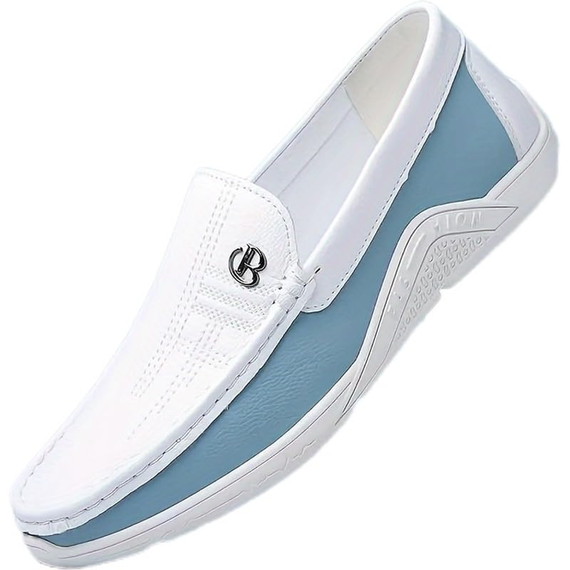 Plus Size Men's Leather Platform Slip-On Oxfords Lightweight All-Day Comfort Non-Slip Soft Sole Penny Casual Oxford Shoes Men