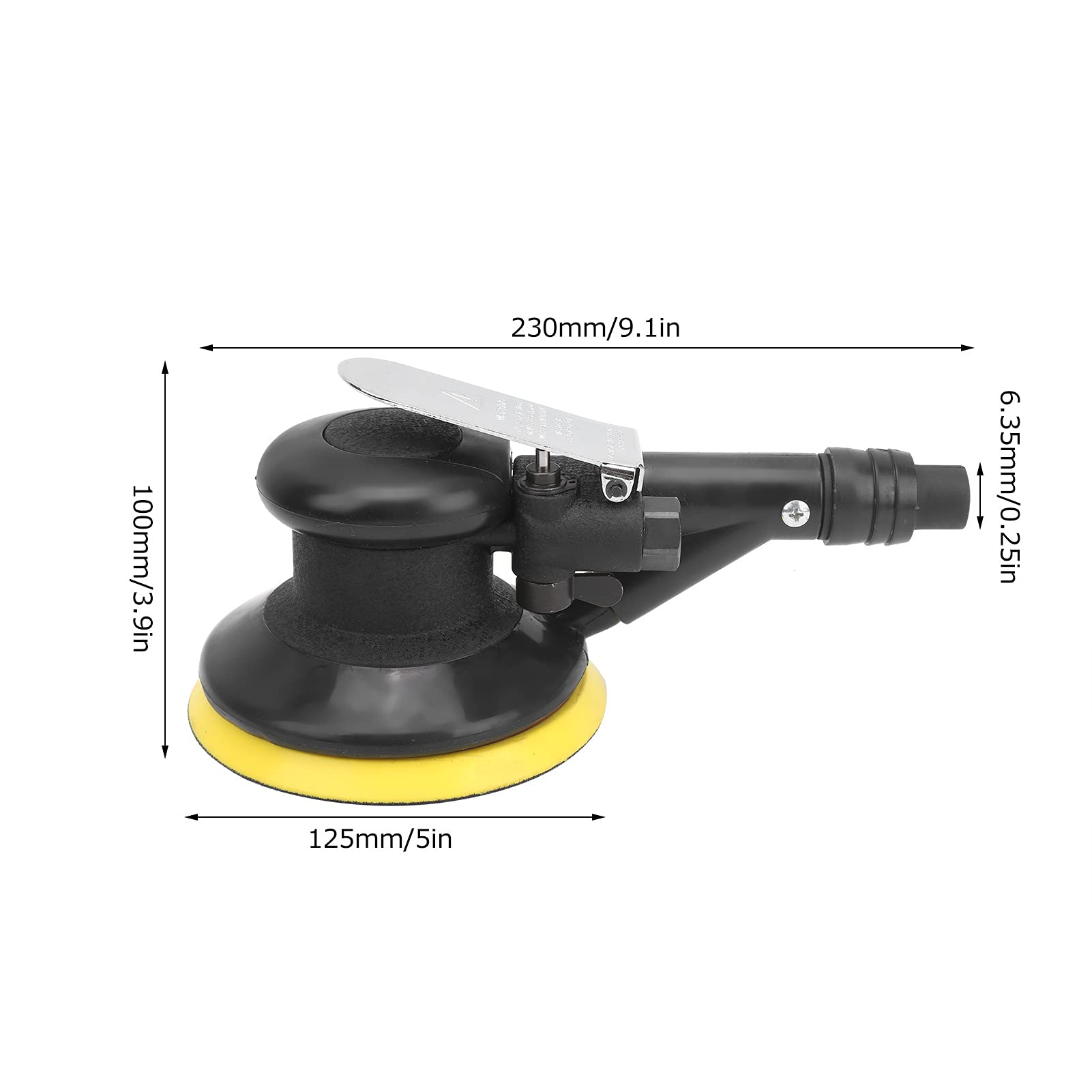 Pulidora neumática SustVita, lijadora de disco de consumo de aire de 125 mm, chasis de 5 pulgadas, 12 CFM, herramienta de mano para pulir paredes de madera y materiales de mármol