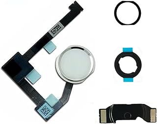 Home Button Replacement for iPad Mini 4 2015 7.9" (A1538 A1550), iPad Air 2 9.7"(A1566 A1567 A1568),iPad Pro 12.9 1st Gen 2015 (A1670 A1671) Incl Flex Cable Connector -White(Silver Ring)