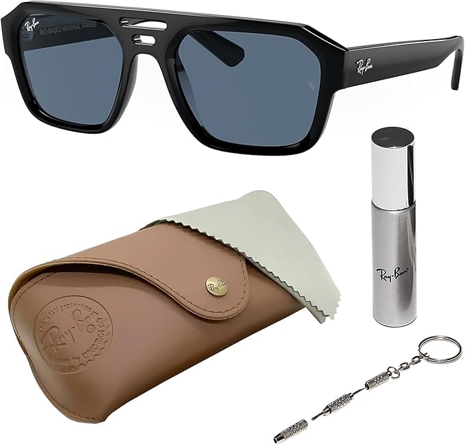 Image of Ray-Ban RB4397 CORRIGAN BIO-BASED Square-Round Shaped Sunglasses for Men & Women with Official RAYBAN Eyewear Kit