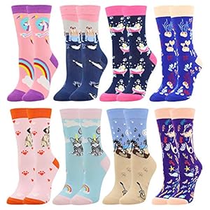 Dames Dames Kleurrijke Grappige Sokken, Crazy Novelty Funky Sokken voor Dames, Fancy Casual Gekamd Katoen Crew Office…